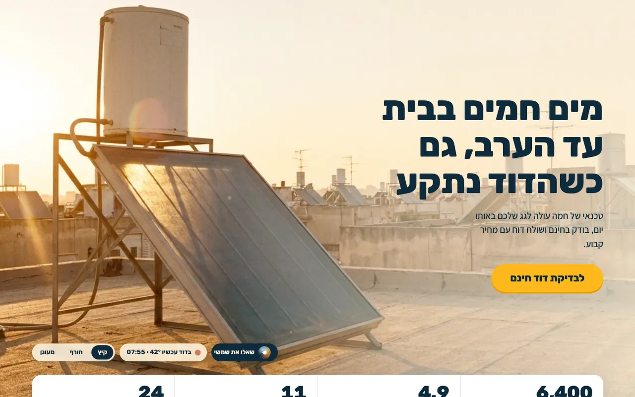 אתר שבנינו לעסק דודי שמש, תצוגת מחשב